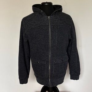 O’Neill Timber Sherpa Lined Charcoal Black Full Zipper Hoodie Size Large